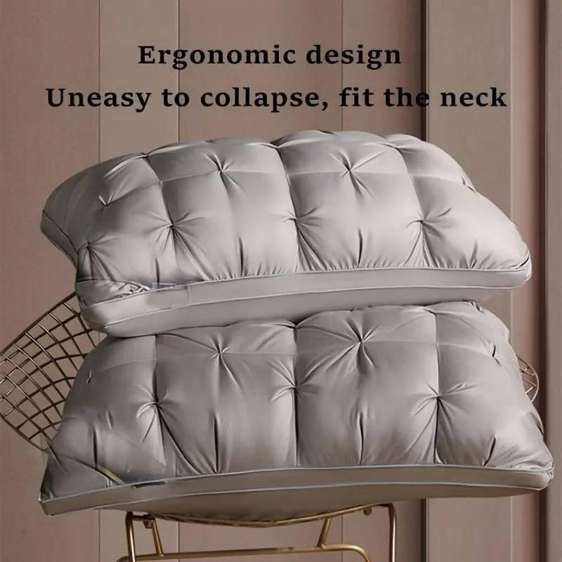 Soft Quilted Bed Pillows Microfiber Fill for Side Sleepers, 2 Pack