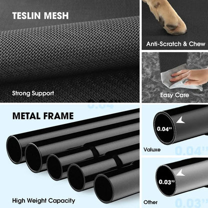 Elevated Large Dog Bed with Breathable Mesh for Indoor Outdoor Use