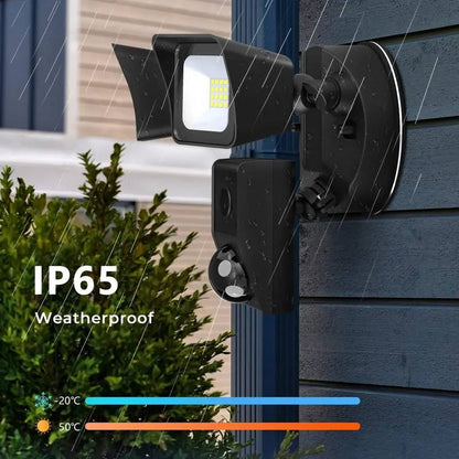 Outdoor Floodlight with 2K Security Camera, Motion Sensor, 2300LM LED, Night Vision
