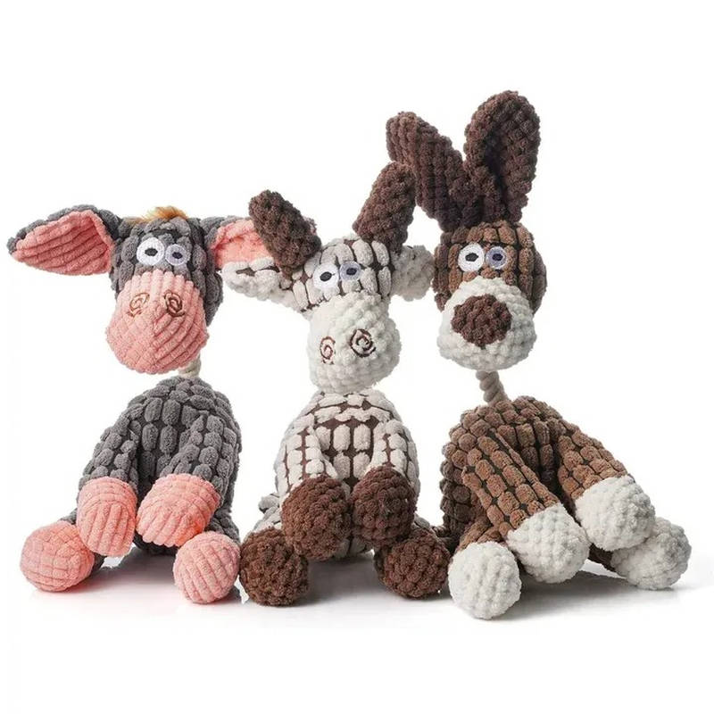 Plush Dog Toy with Reinforced Squeaker for Chewing and Fetch