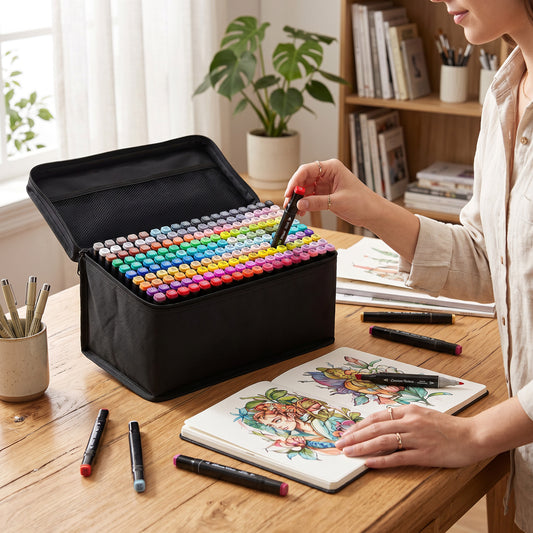 Double-Ended Alcohol Markers with 168 Colors and Storage Bag