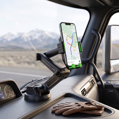 Truck Phone Mount with 360 Degree Rotation and Extended Reach Arm for Dashboards