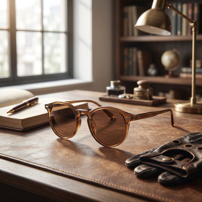 Round Tortoiseshell Sunglasses with Polycarbonate Frame and Decorative Lenses