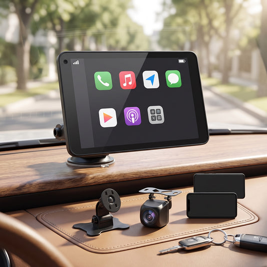 7 Inch Wireless Car Screen with Backup Camera and Voice Navigation