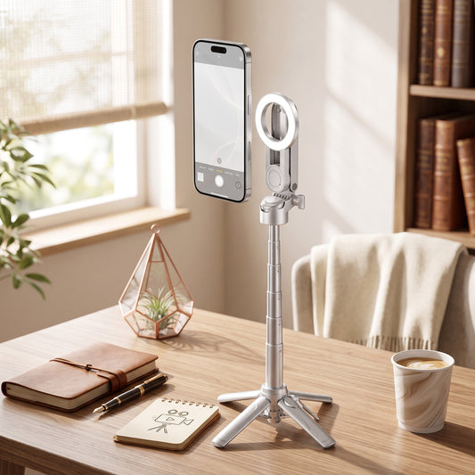 Selfie Stick with Magnetic Phone Mount and Wireless Remote, 360 Degree Rotation Tripod