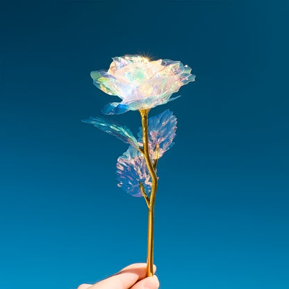 Holographic Rose with Hand-Placed Petals and Iridescent Coating