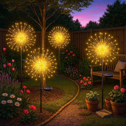 Solar Powered Starburst Garden Lights with Flexible Copper Wire Design