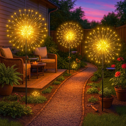 Solar Powered Starburst Garden Lights with Flexible Copper Wire Design