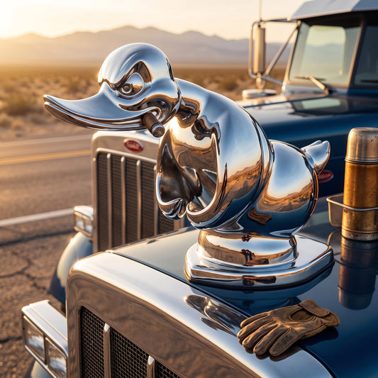 Chrome Duck Radiator Emblem with Integrated Mounting Pins