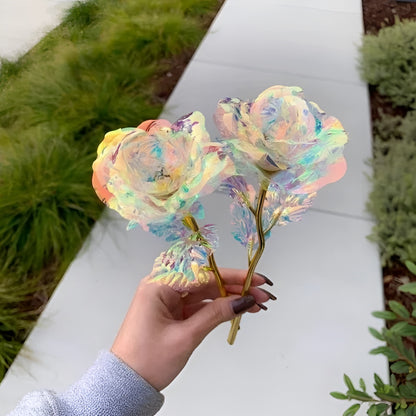 Holographic Rose with Hand-Placed Petals and Iridescent Coating