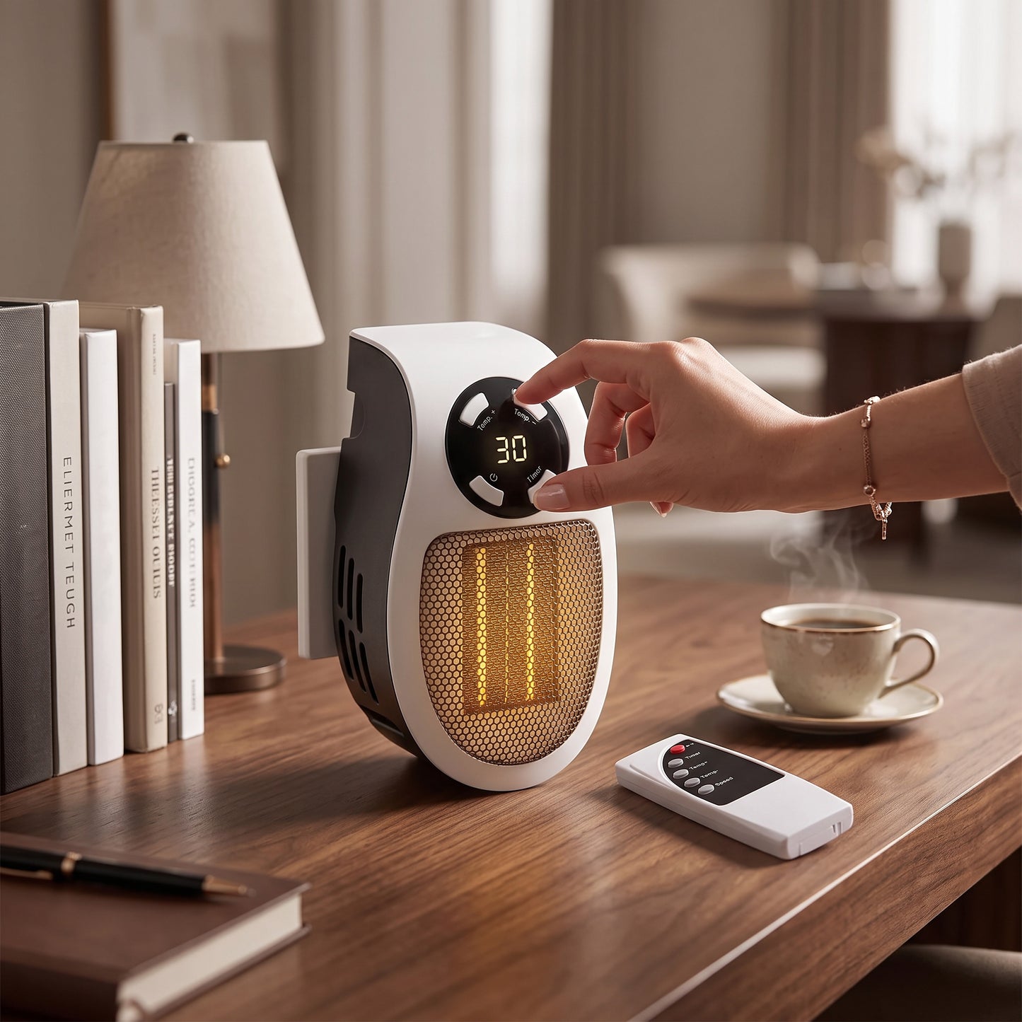 Compact Space Heater with Tip Over Protection and Overheat Shutoff