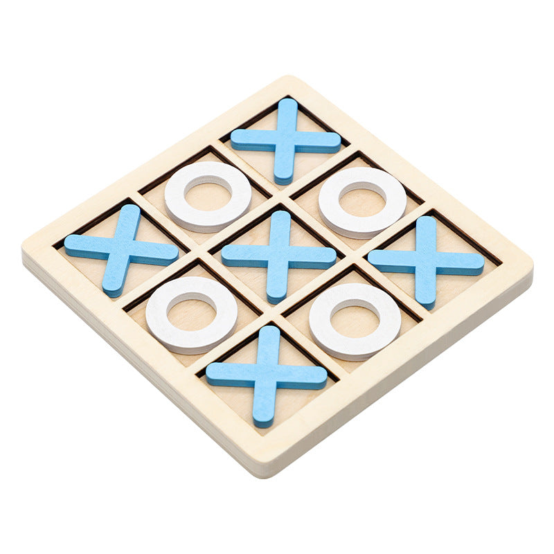 Hardwood Noughts and Crosses Board with Natural Finish for Travel Bags Patios and Game Shelves