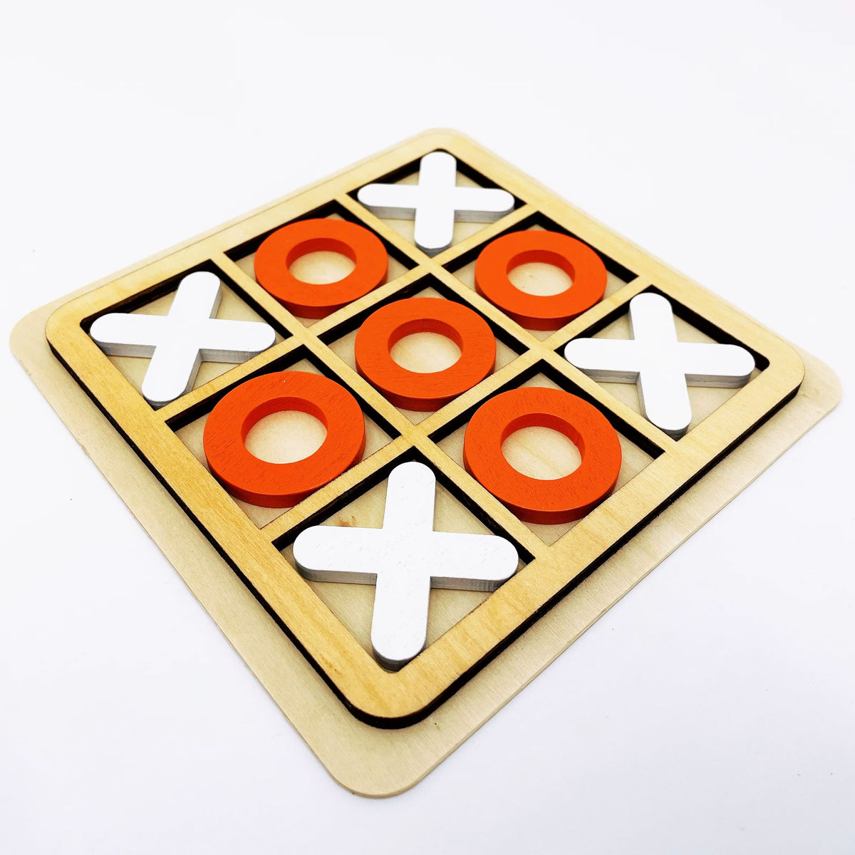 Hardwood Noughts and Crosses Board with Natural Finish for Travel Bags Patios and Game Shelves