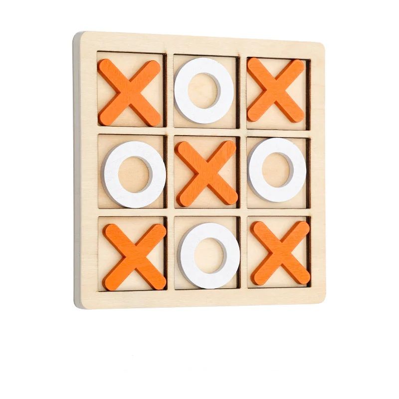 Hardwood Noughts and Crosses Board with Natural Finish for Travel Bags Patios and Game Shelves