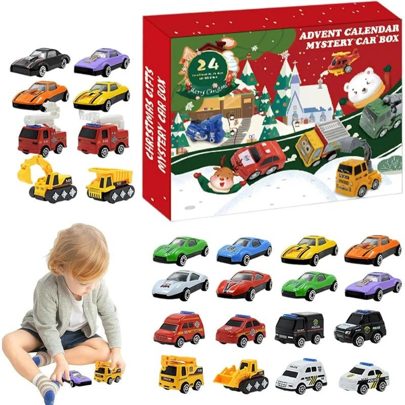 Calendar of 24 Colorful Pull Back Cars for Daily Racing Surprises Before Christmas