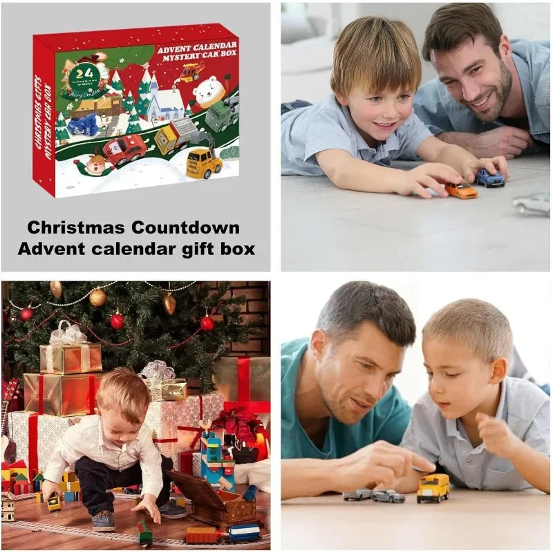 Calendar of 24 Colorful Pull Back Cars for Daily Racing Surprises Before Christmas
