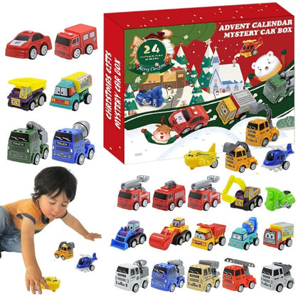 Calendar of 24 Colorful Pull Back Cars for Daily Racing Surprises Before Christmas