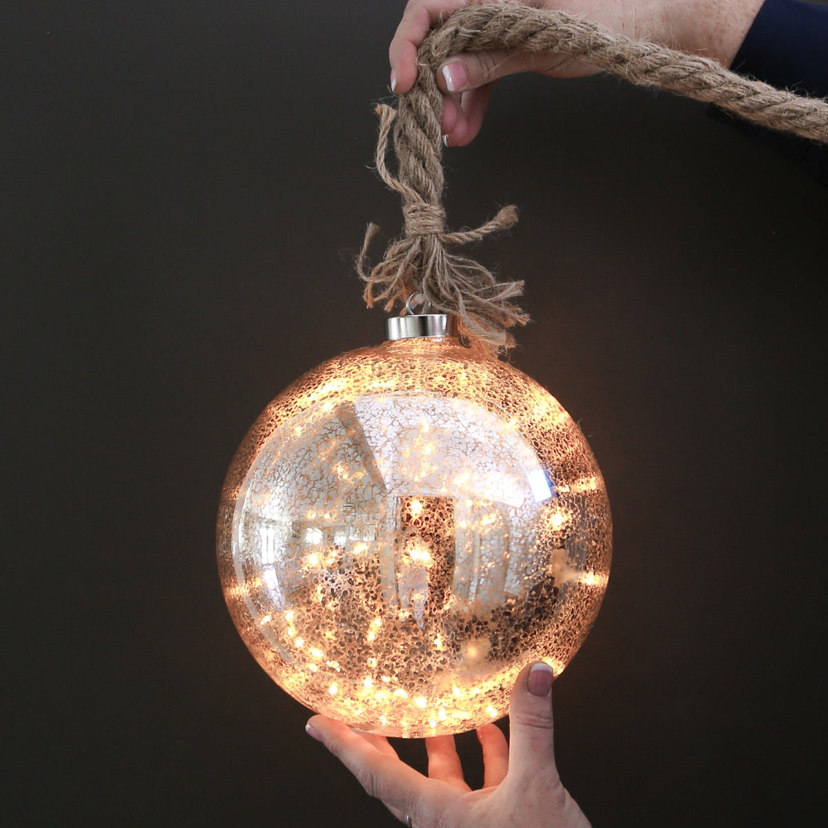 Round: Luster Glass LED Ornament, with Remote - Interior Delights