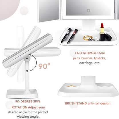 LED Make-up Mirror with Triple Lighting - Clara-White-The Livary