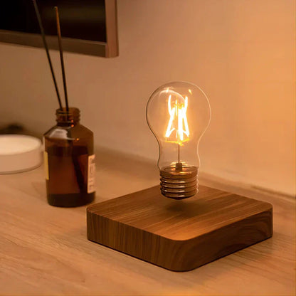 Levitating Lamp with Magnetic Float and Adjustable Color Temperature, Walnut Wood Base