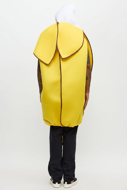Pull on Banana Costume Tunic with Open Face Cutout for Adults