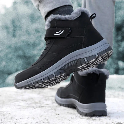 Women's Ankle High Snow Boots with Grip Tread and Plush Lining, Slip-On Design