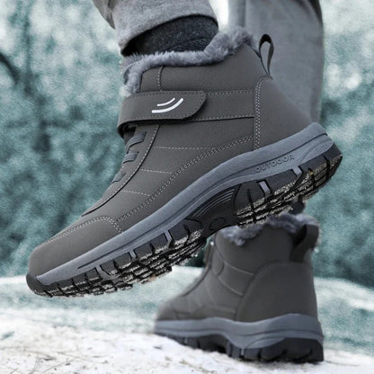Women's Ankle High Snow Boots with Grip Tread and Plush Lining, Slip-On Design