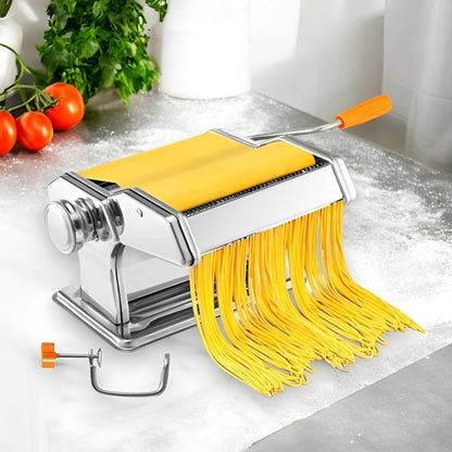 Manual Pasta Maker with Six Thickness Settings and Dual Cutting Heads