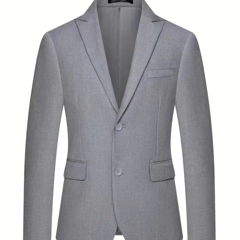 A tailored slim fit double-breasted 3-piece suit for men, featuring a smart, matching waistcoat.