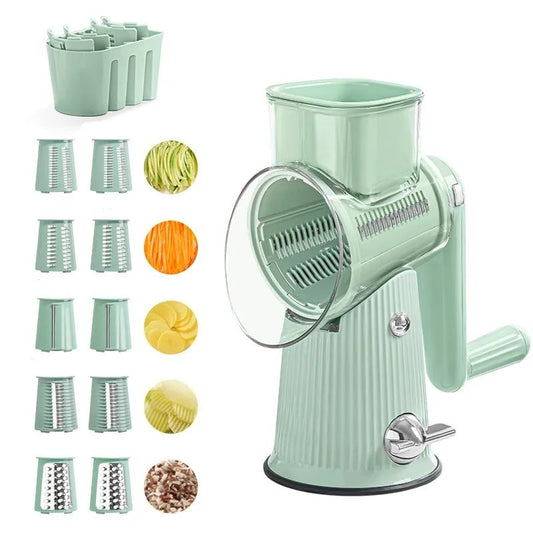Vegetable Grater with Push Handle and Food Holder, Compact Storage