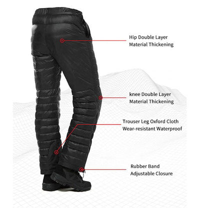 Insulated Pants with Full Leg Zippers and Adjustable Waist for Cold Weather