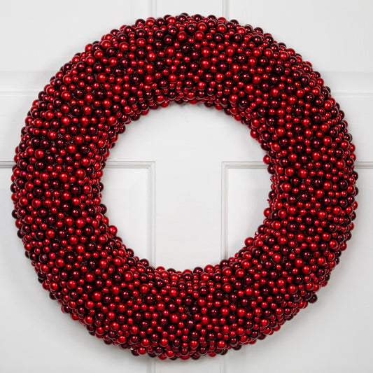 Crimson Berry Holiday Wreath with Sparkle Backing 20 Inch Unlit