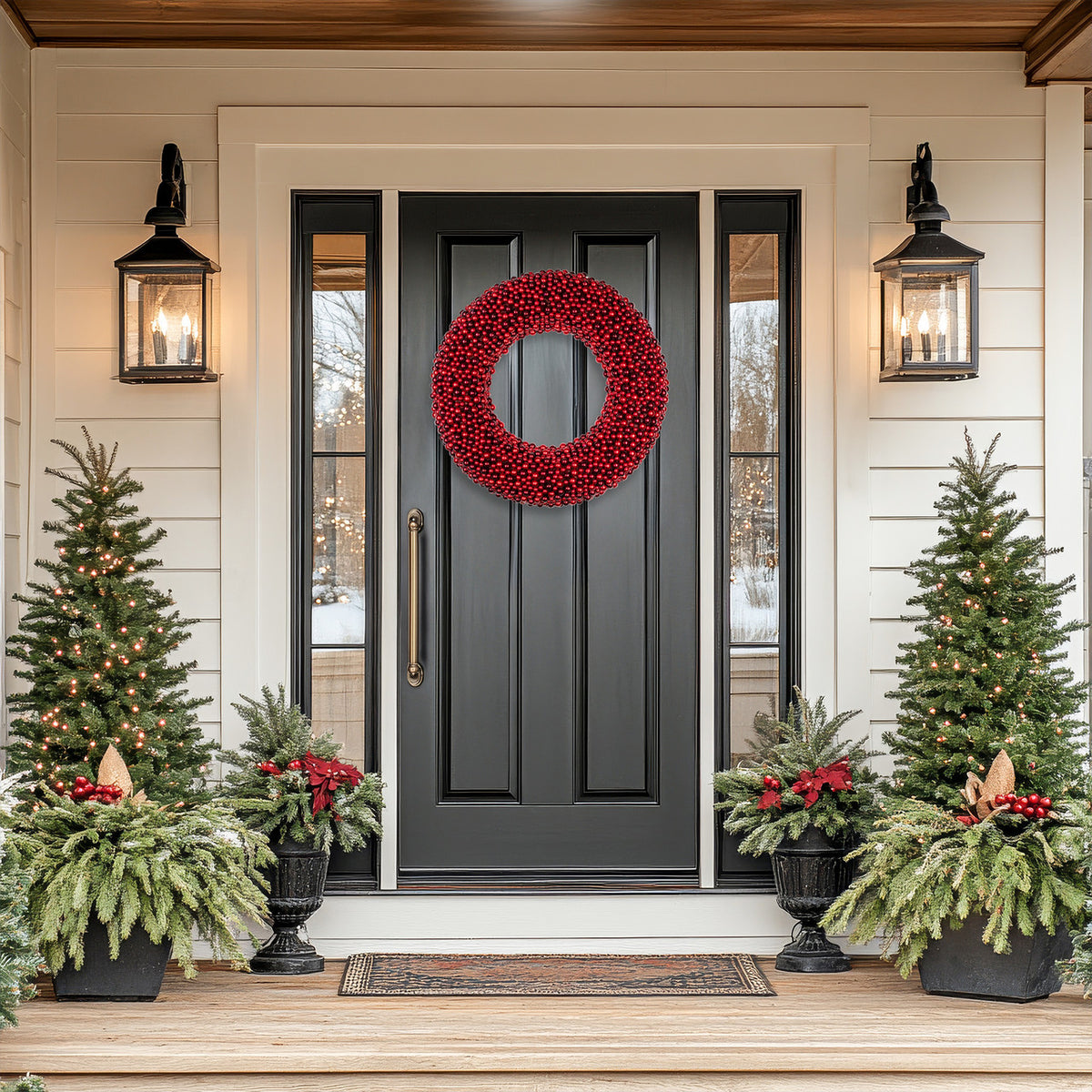 Crimson Berry Holiday Wreath with Sparkle Backing 20 Inch Unlit