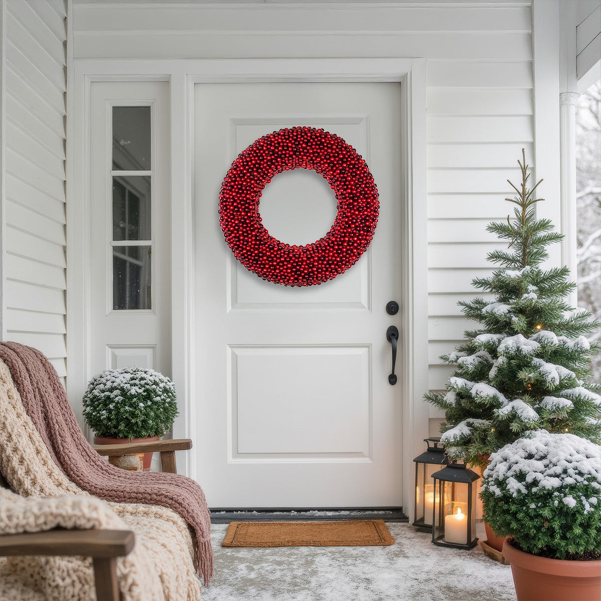 Crimson Berry Holiday Wreath with Sparkle Backing 20 Inch Unlit