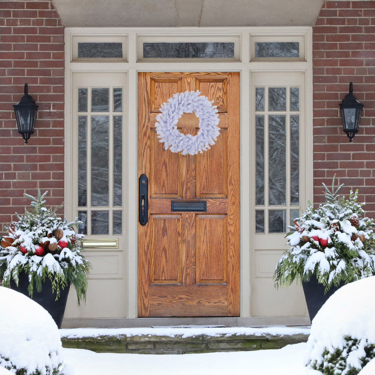 Compact Snowy White Wreath with Shapeable Wire Frame 20 Inch