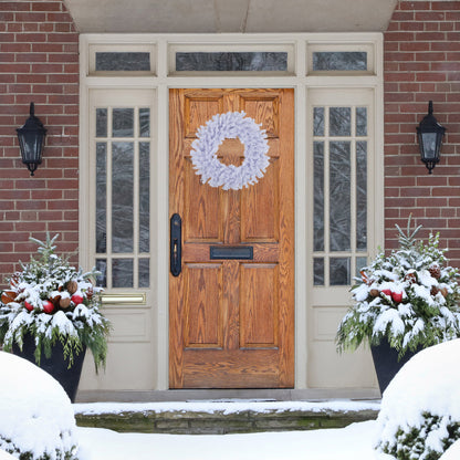 Compact Snowy White Wreath with Shapeable Wire Frame 20 Inch