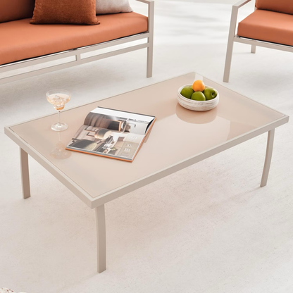Orvyn Outdoor Sofa Set with 3 Sofas, Frosted Glass Table