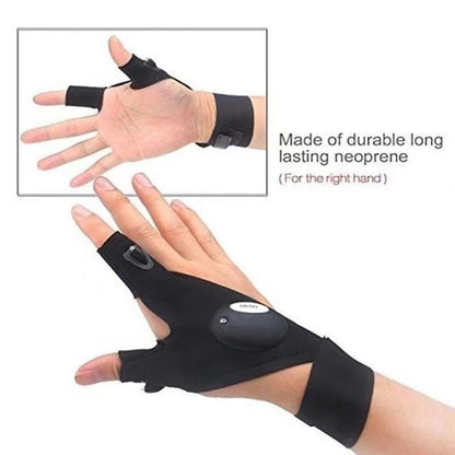 Fingerless LED Work Gloves with Dual Bright Index Finger Lights and Adjustable Strap