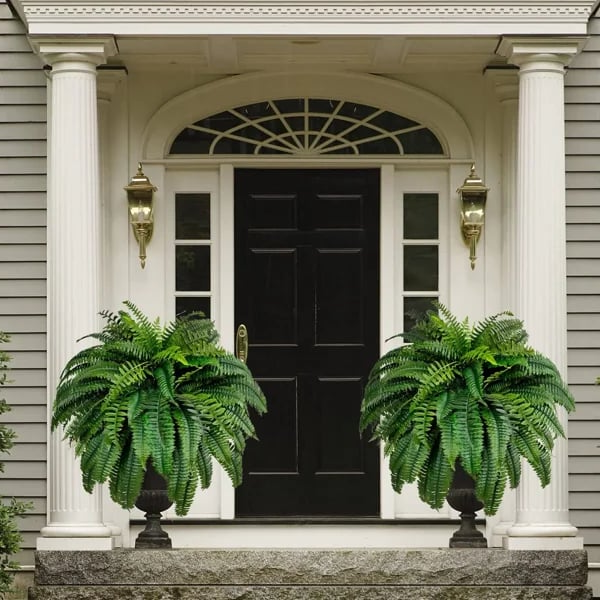 Artificial Boston Fern Set with Polyethylene and Water Resistant Construction, 18 Pack