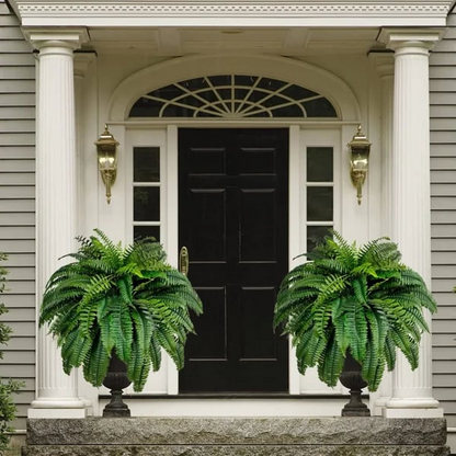 Artificial Boston Fern Set with Polyethylene and Water Resistant Construction, 18 Pack