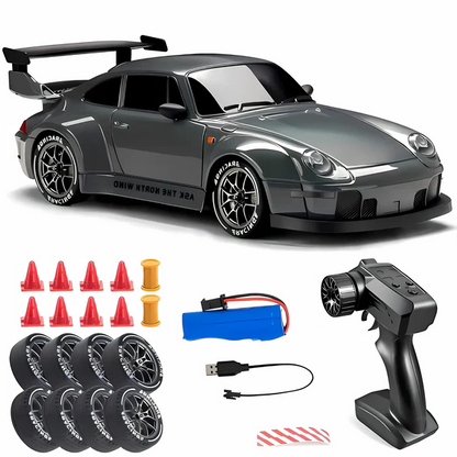 4WD RC Car with Switchable Drift and Racing Tires, LED Lights