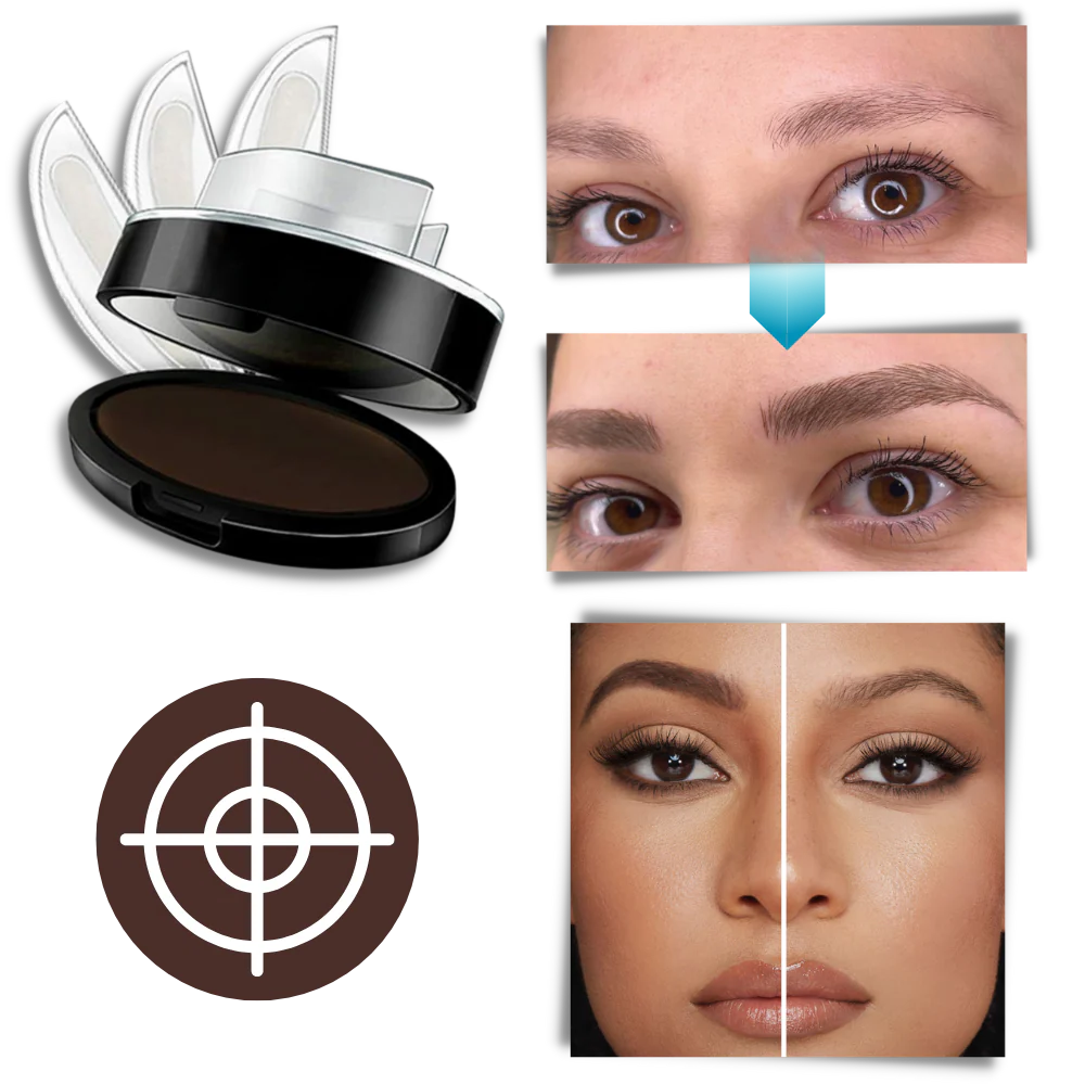 Eyebrow Stamp Kit with Dual Stamps and Powder, 3 Shades