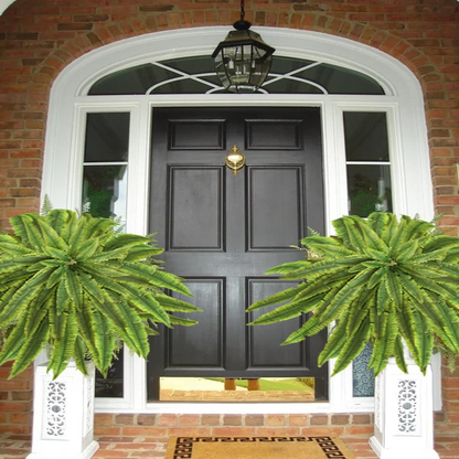 Artificial Boston Fern Set with Polyethylene and Water Resistant Construction, 18 Pack