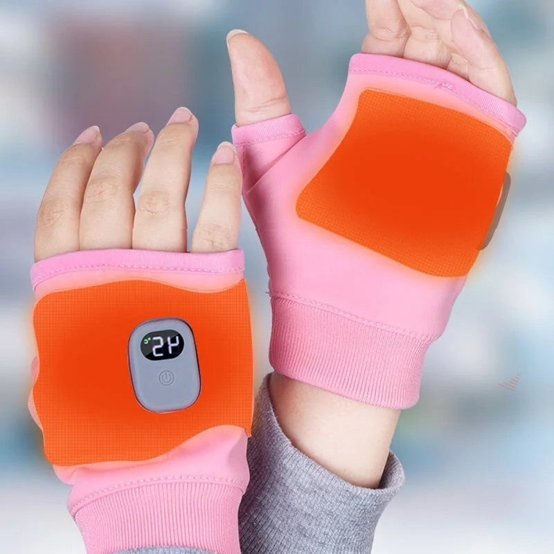 Heated Fingerless Gloves with Type C Charging and Three Temperature Settings in Black or Pink