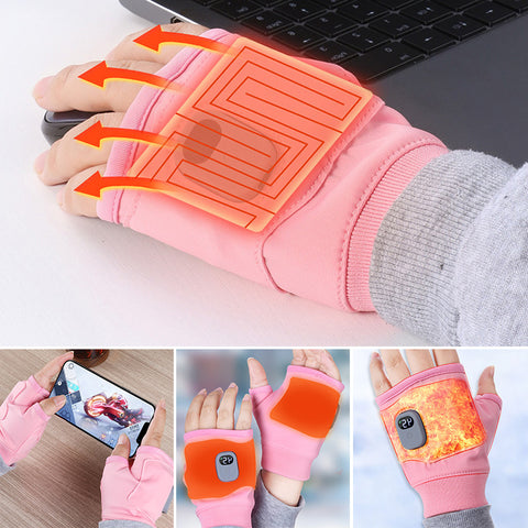 Heated Fingerless Gloves with Type C Charging and Three Temperature Settings in Black or Pink
