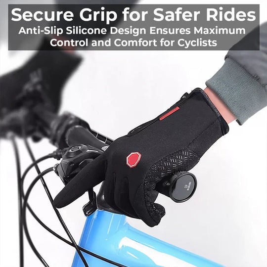 Black Winter Gloves with Touchscreen Fingertips, Grip Palms and Adjustable Wrist Straps in Four Sizes