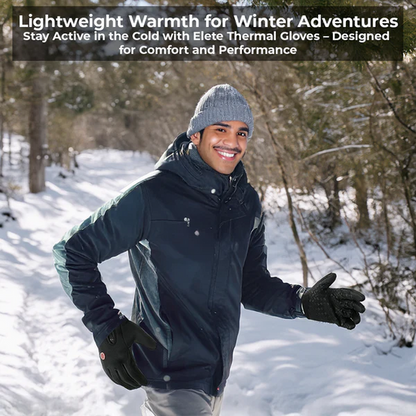 Black Winter Gloves with Touchscreen Fingertips, Grip Palms and Adjustable Wrist Straps in Four Sizes