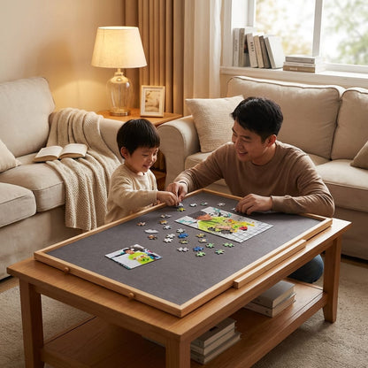 Puzzle Organizer Table with Four Sorting Drawers and Extra Work Board for 1500 Pieces