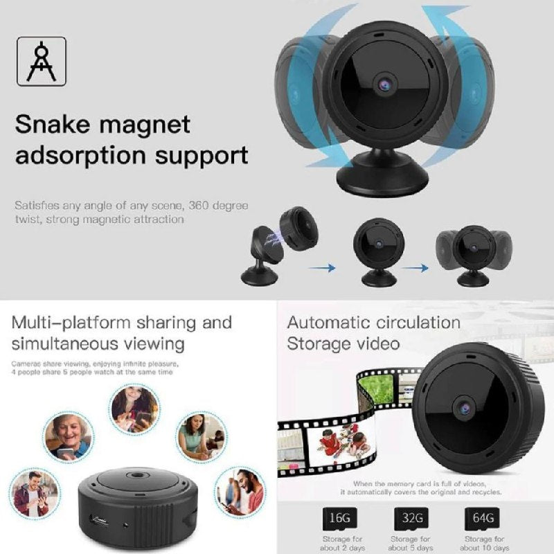 Compact WiFi Security Camera with HD Night Vision