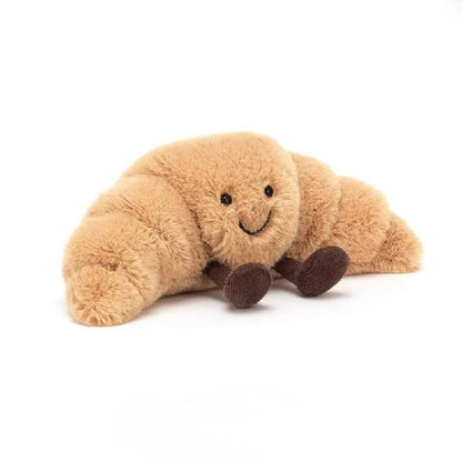 Croissant Plush Pillow, Soft 13-Inch Hug Cushion with Smiling Face